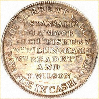 Obverse of 1811 Newark Silver Shilling Token