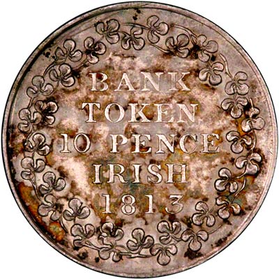 Reverse of 1813 Tenpence Irish Token