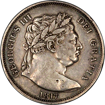Obverse of 1817 George III Halfcrown - Large Bust