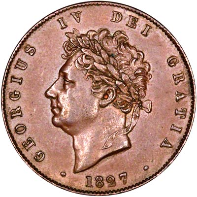 Obverse of 1827 George IV Half Penny