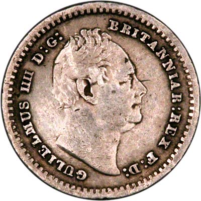 Obverse of 1834 Threehalfpence