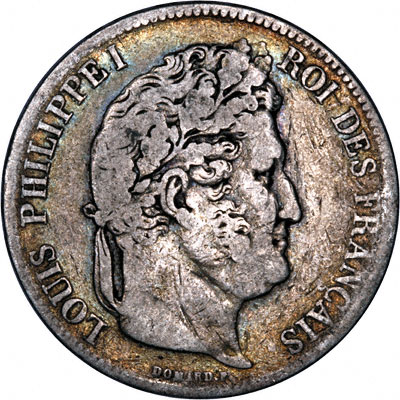 Reverse of 1835 French Silver 5 Francs