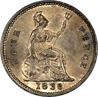 Reverse of 1836 William IV Groat