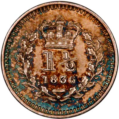 Reverse of 1836 Threehalfpence