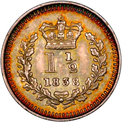 Reverse of 1838 Threehalfpence