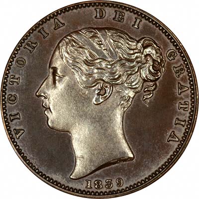 Obverse of Victorian 1839 Farthing