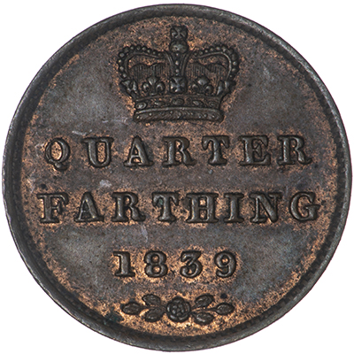 Reverse of 1839 Quarter Farthing
