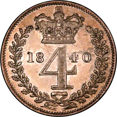 Reverse of 1840 Maundy Threepence