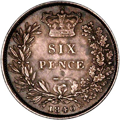 Reverse of 1840 Sixpence