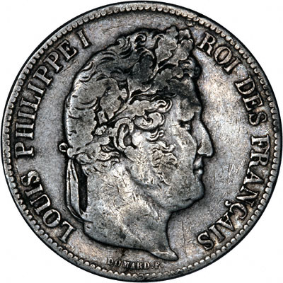 Reverse of 1841 French Silver 5 Francs