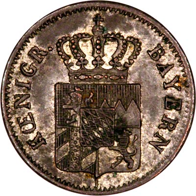 Obverse of 1841 Germany Bavaria One Kreuzer