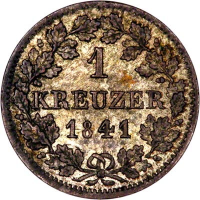 Reverse of 1841 Germany Bavaria One Kreuzer