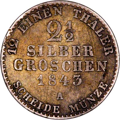 Reverse of 1843 Germany Prussia One Twelfth Thaler