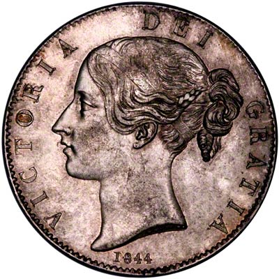 Obverse of 1844 Victoria Young Head Crown