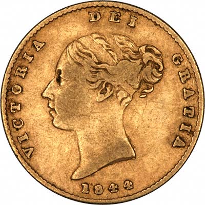 Obverse of 1844 Half Sovereign