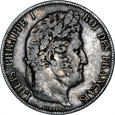Reverse of 1847 French Silver 5 Francs
