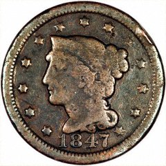 Obverse of 1847 US Large Cent