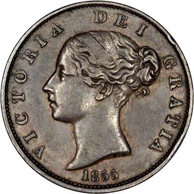 Obverse of 1855 Victoria Half Penny