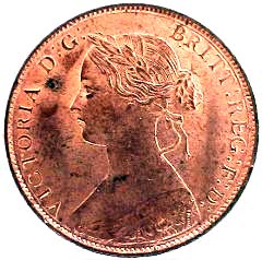 1861 Victoria Bronze Halfpenny Obverse