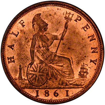 Reverse of 1861 Victoria Half Penny