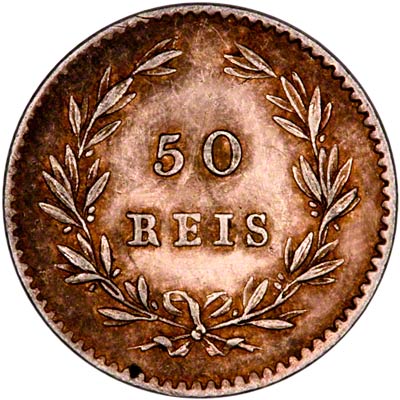 Reverse of Portuguese 1861 50 Reis