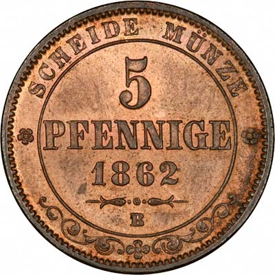 Reverse of 1862 5 Pfennige