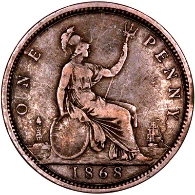 Reverse of 1868 Penny