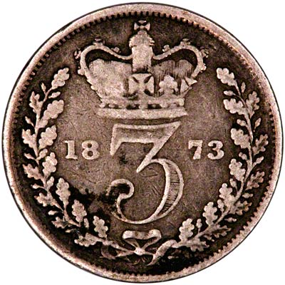 Reverse of 1873 Threepence