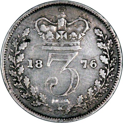 Reverse of 1876 Maundy Three Pence