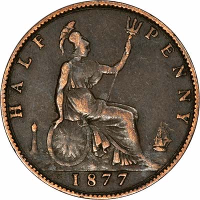 Reverse of 1877 Victoria Half Penny