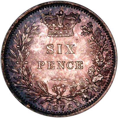 Reverse of 1878 Sixpence