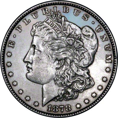 Obverse of 1878 American Morgan Type Silver Dollar