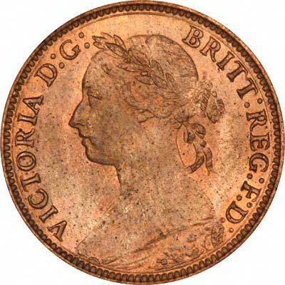 Obverse of Young Head Bronze Farthing 1881-H