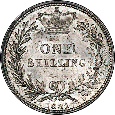 Reverse of 1881 Shilling