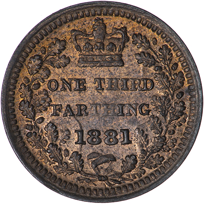Reverse of 1881 Third Farthing