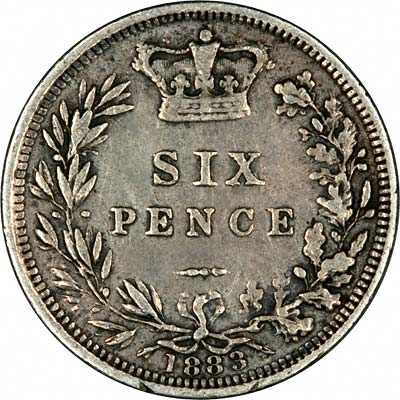 Reverse of 1883 Sixpence