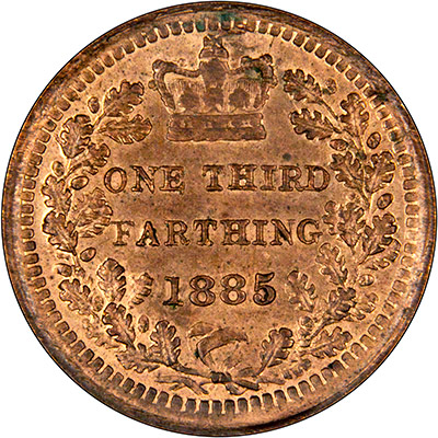 Reverse of 1885 Third Farthing