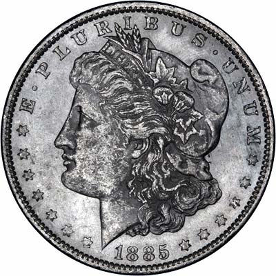 Obverse of 1885 - O American Morgan Type Silver Dollar