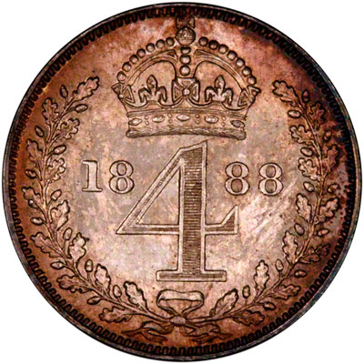 Reverse of 1888 Maundy Threepence