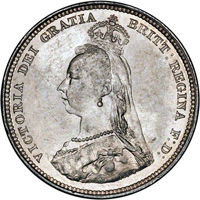 Obverse of 1888/7 Shilling