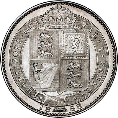 Reverse of 1888/7 Shilling