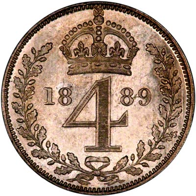 Reverse of 1889 Maundy Threepence