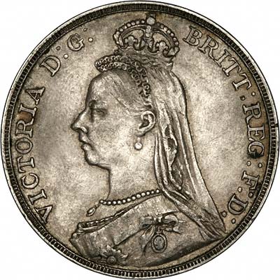 Obverse of 1891 Victoria Jubilee Head Crown