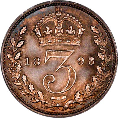 Reverse of 1893 Maundy Threepence
