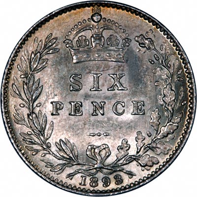 Reverse of 1898 Sixpence