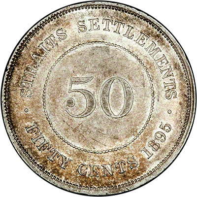 Reverse of 1895 Straits Settlements 50 Cents