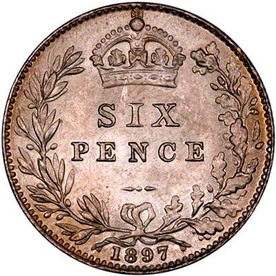 Reverse of 1897 Sixpence