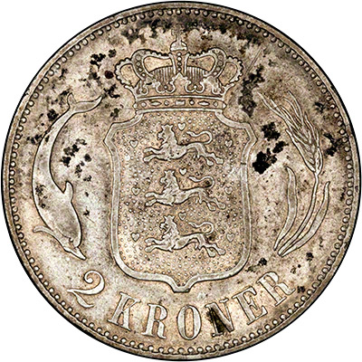 Reverse of 1899 Danish 2 Kroner