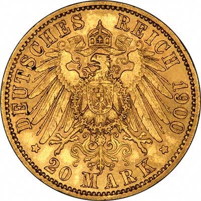 Reverse of 1900 Prussia 20 Marks