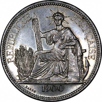 Obverse of 1900 French Indo China Piastre